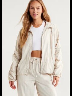 Blank NYC Track Jacket: Light Cream Women's Zip-Front Jacket